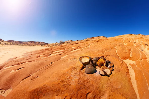 Mármoles Moqui arena cementada arena por el sol en el desierto —  Fotos de Stock