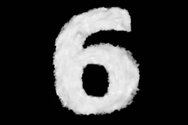 Number 6 font shape element made of cloud on black — 스톡 사진