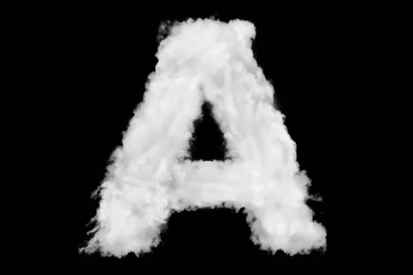 Letter A font shape element made of cloud on black — Stock Photo, Image