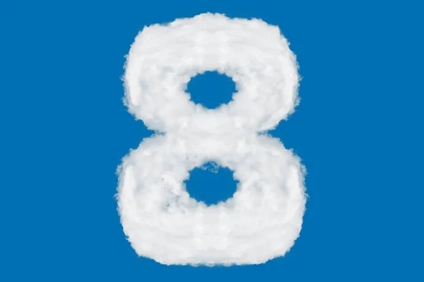 Number 8 font shape element made of clouds on blue — 스톡 사진