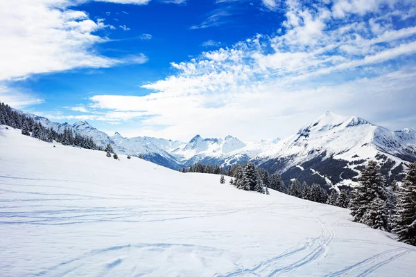 Mountain peaks and snow ski plane view Mont-Blanc — 스톡 사진