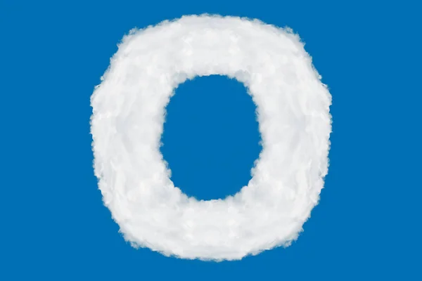 Letter O font shape element made of clouds on blue — Stock Photo, Image