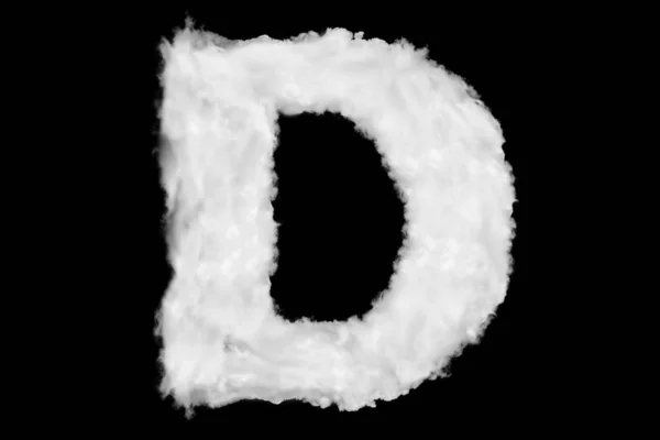 Lettera D elemento di forma del carattere fatto di nuvola su nero — Foto Stock