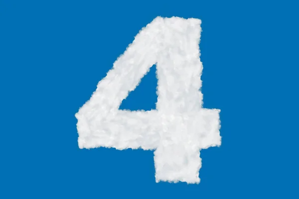 Number 4 font shape element made of clouds on blue — 스톡 사진