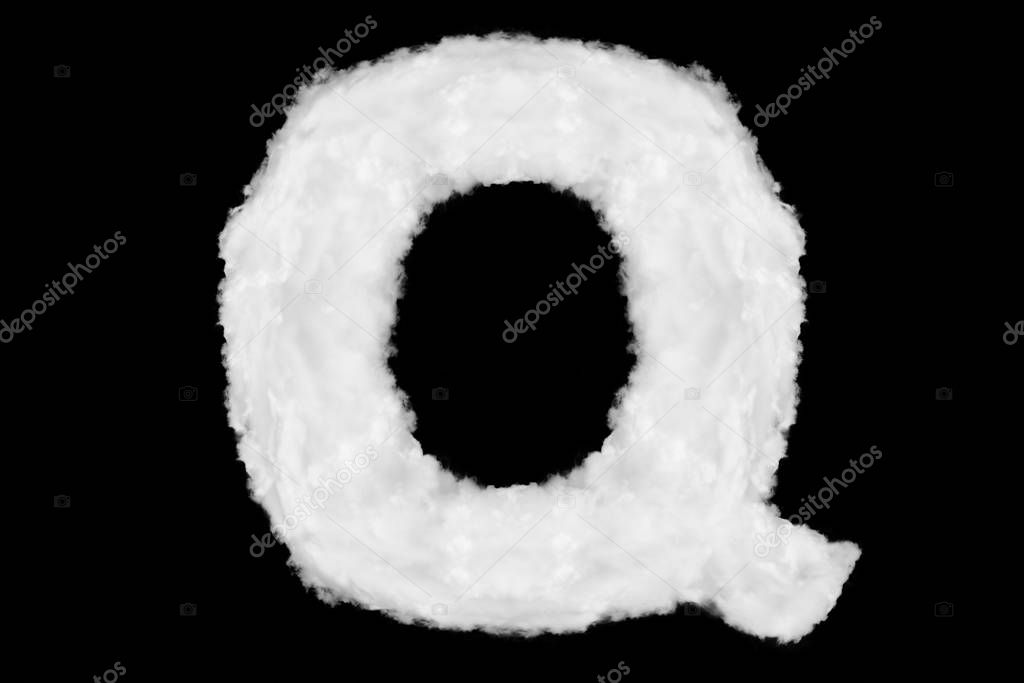 Letter Q font shape element made of cloud on black