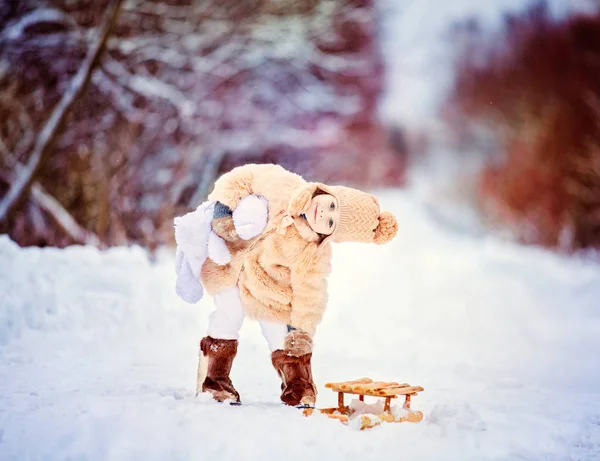 Girl with sled — Stock Photo, Image