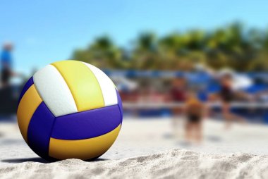 Kumlu sahilde Voleybol oyunu