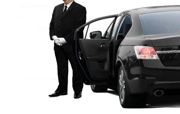 Chauffeur private service man waiting for passenger — Stock Photo, Image