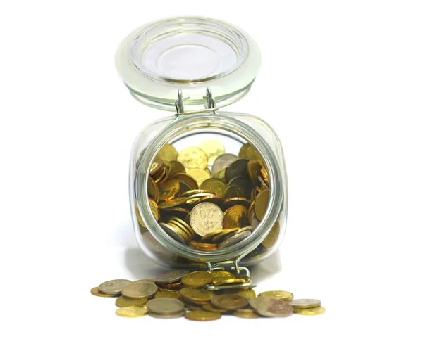 Saving Fund Concept Coins Glass Jar — Stock Photo, Image