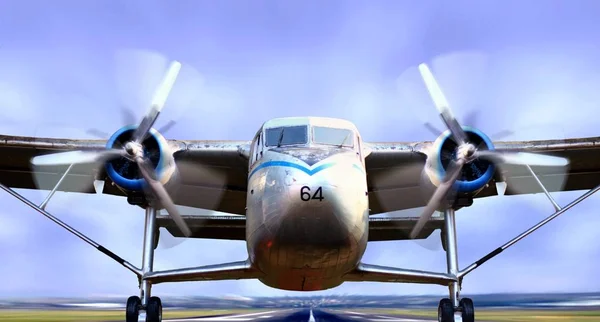 Літак Злітно Посадковій Смузі — стокове фото