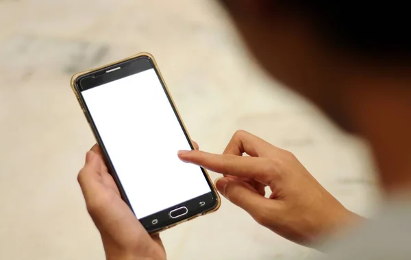 Hombre Usando Teléfono Inteligente Móvil Primer Plano — Foto de Stock