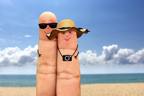 Happy couple  vacation at the beach