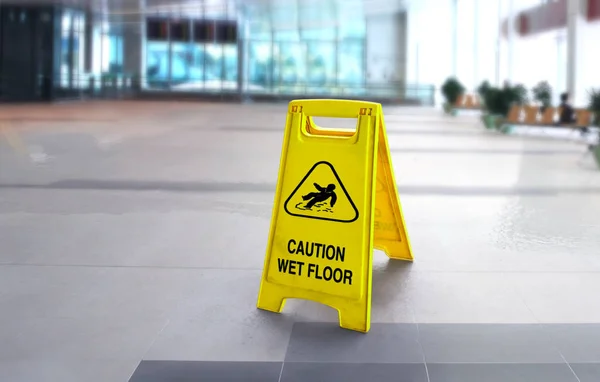 Caution Wet Slippery Floor Sign Building — 스톡 사진