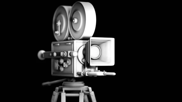 Untexturierte Retro-Filmkamera isoliert auf schwarz — Stockfoto