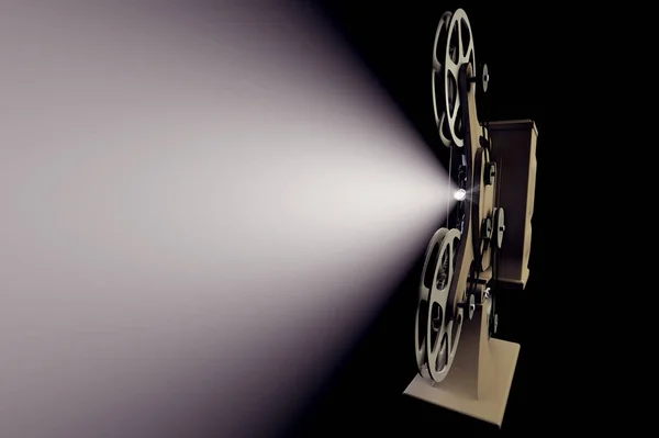 retro film tasarı üzerinde siyah izole ışık demeti ile 3D çizimi