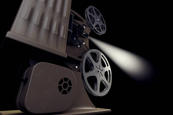 retro film tasarı üzerinde siyah izole ışık demeti ile 3D çizimi