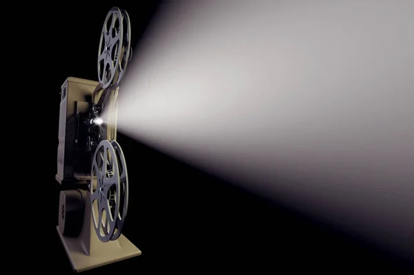 retro film tasarı üzerinde siyah izole ışık demeti ile 3D çizimi