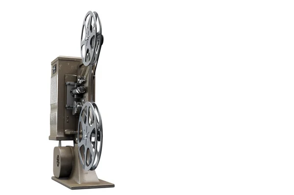 3D çizimi üzerinde beyaz izole retro film projektör
