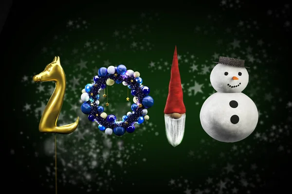 Mutlu yeni 2018 yıl karakter 3D çizimi