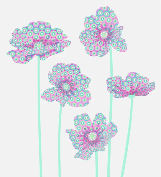 Cinco flores abstractas — Archivo Imágenes Vectoriales