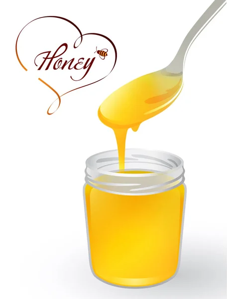 蜂蜜とガラスの瓶 — ストックベクタ