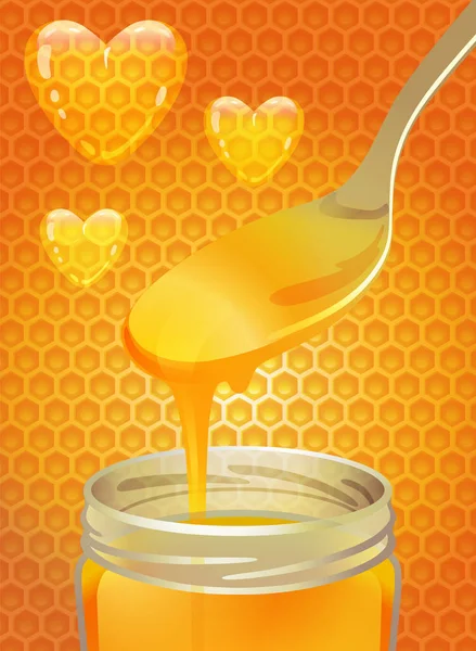 Cuchara de miel — Vector de stock