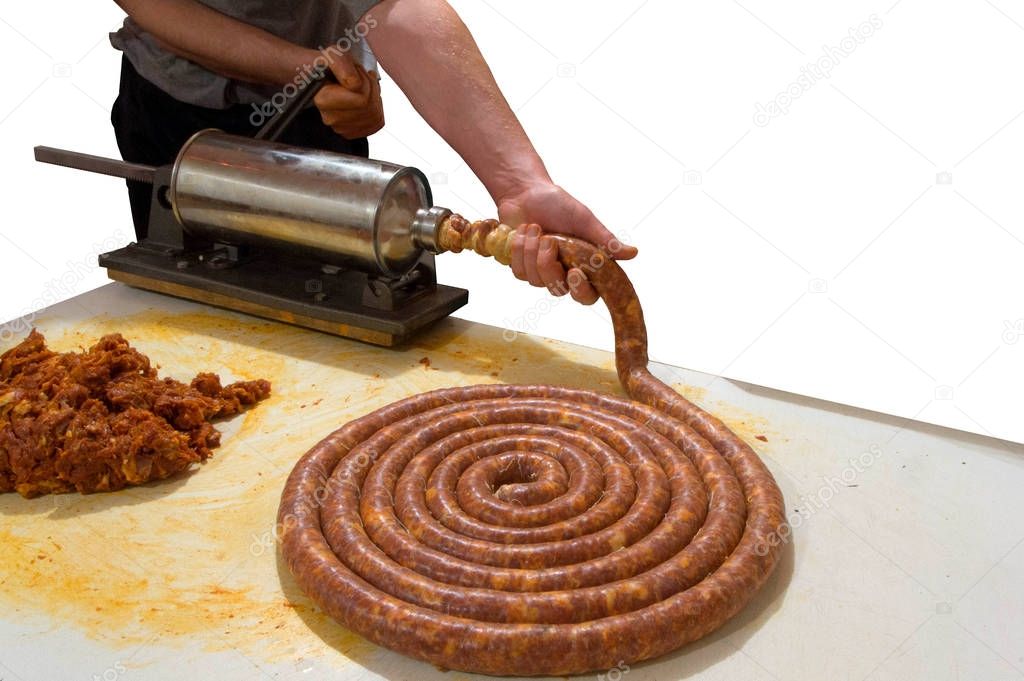 Manual filling sausages