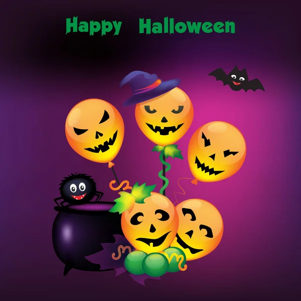 Halloween pumpkin, balloon, foresight.Cauldron, bat, spider. A set of characters. Culture, recreation, October, Fantasy.