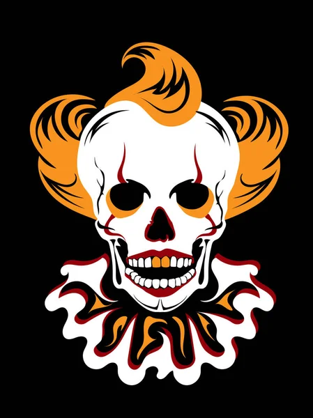 Calavera payaso ilustración. Silueta. Rojo negro blanco naranja . — Archivo Imágenes Vectoriales