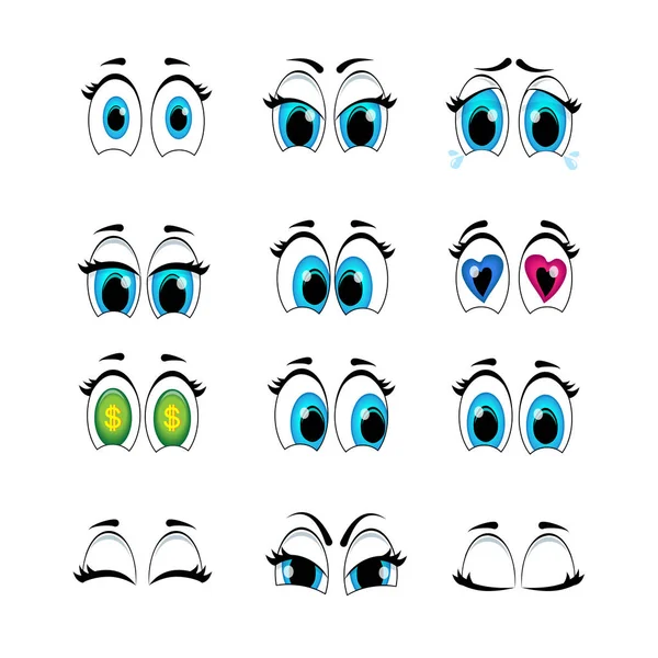 Ensemble de dessins animés yeux émotions pour créer des personnages . — Image vectorielle