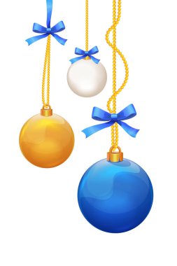 Vektör Noel topları ayarlayın. Yay. Noel boncuk.