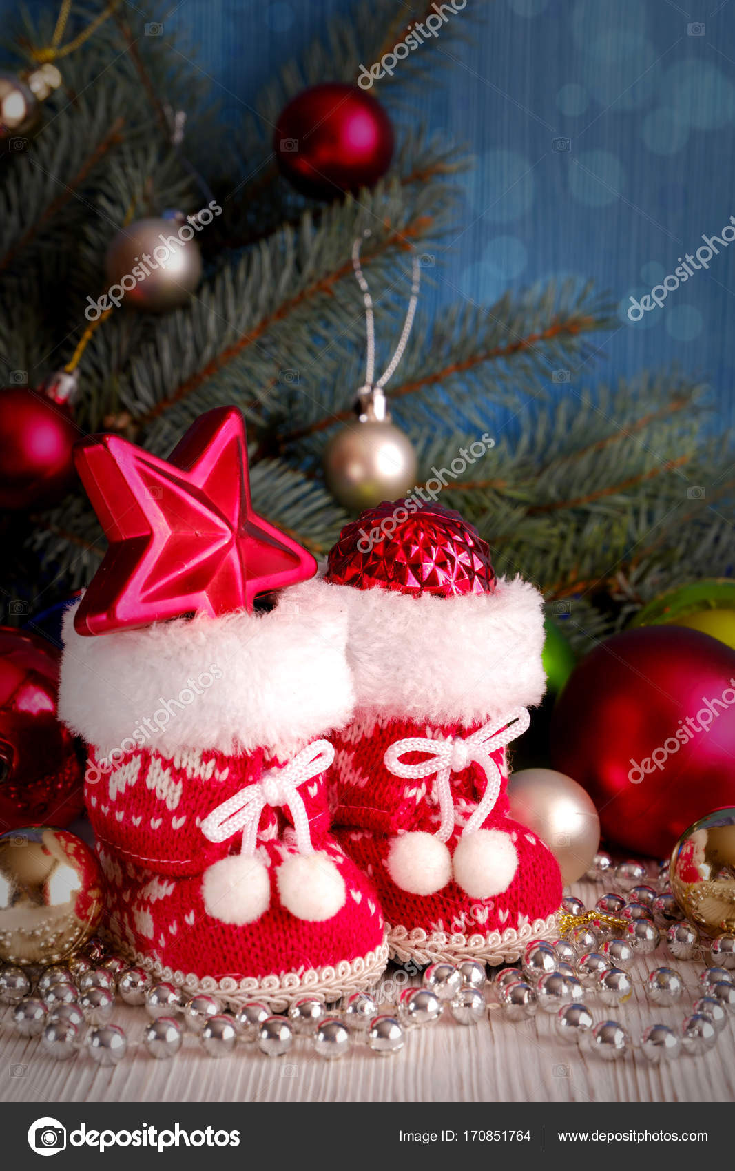 Tricot De Noël Joyeux Chaussettes Chaussures Sur Fond En