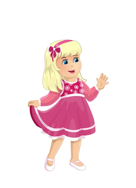 Дівчинка маленька блондинка рожева сукня красива принцеса — стоковий вектор