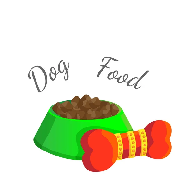 碗宠物绿红骨玩具 — 图库矢量图片