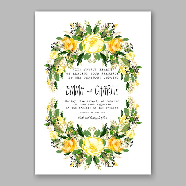 Wedding invitation card Template Yellow rose Floral Printable Gold Bridal Shower Invitation Suite Stockillustratie