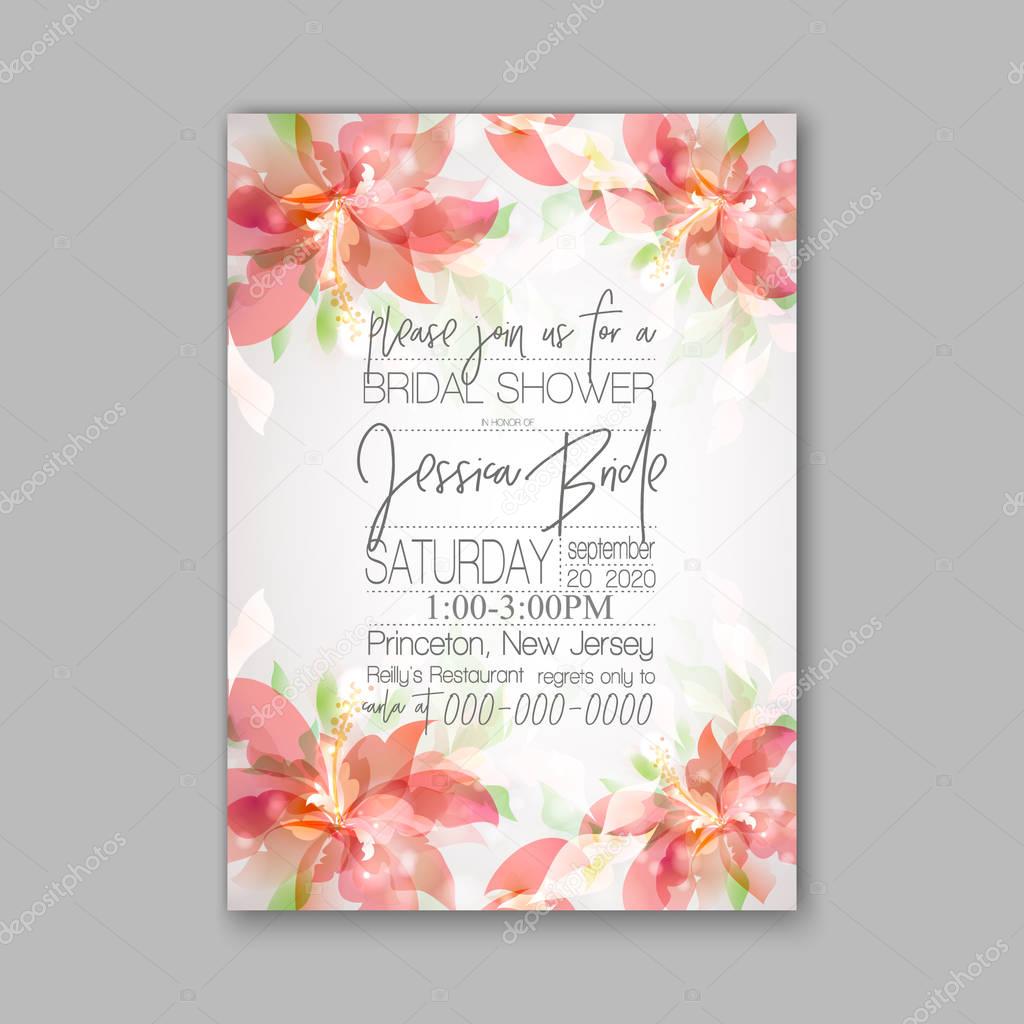 Romantic pink peony bouquet bride wedding invitation template design