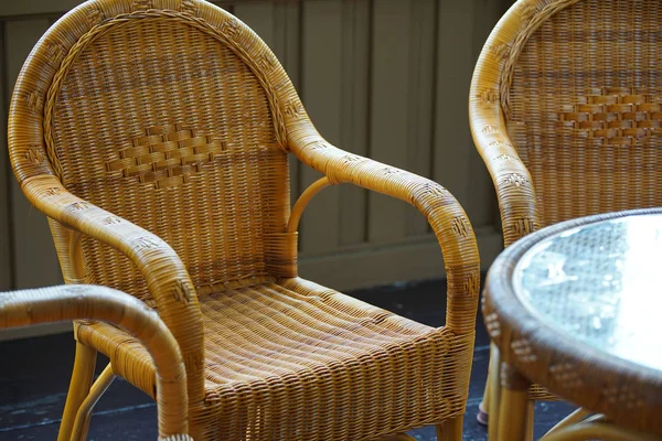 Nábytek Ratanu Židli Stůl Místnosti — Stock fotografie