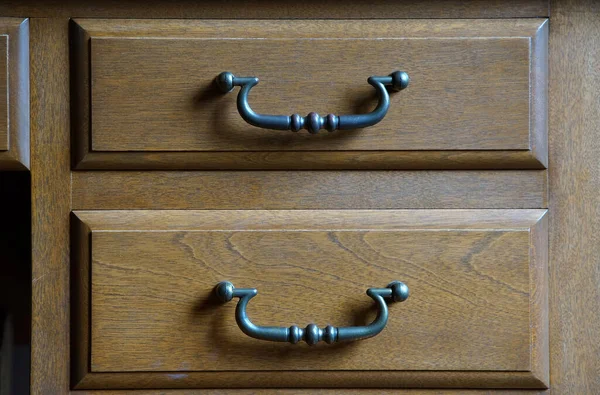 Furniture Drawer Metal Fittings Wooden Chest — Stock Photo, Image