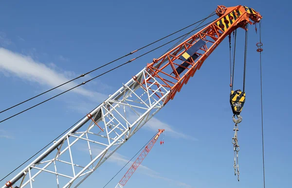 Crane Construction Site Blue Sky Which Fine — Stock Photo, Image