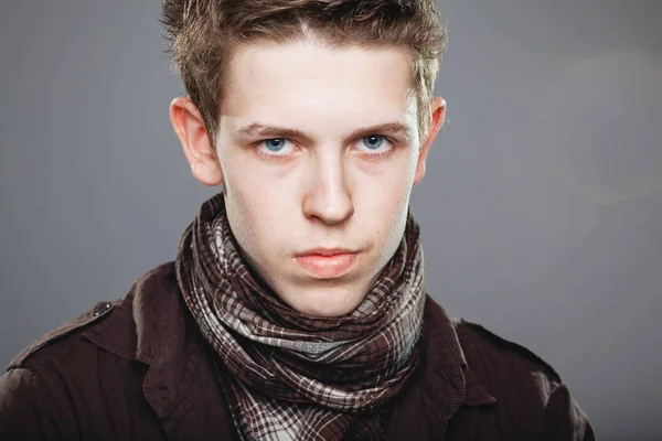 Young man wearing elegant shirt and  scarf — Stock Photo, Image