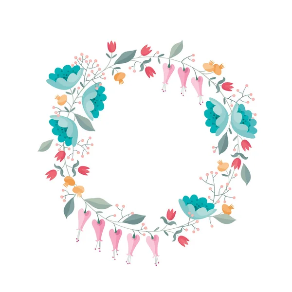 Wreath of flowers vector composition — Stock Vector