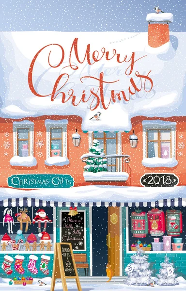 クリスマス マーケット ベクトル グリーティング カード — ストックベクタ