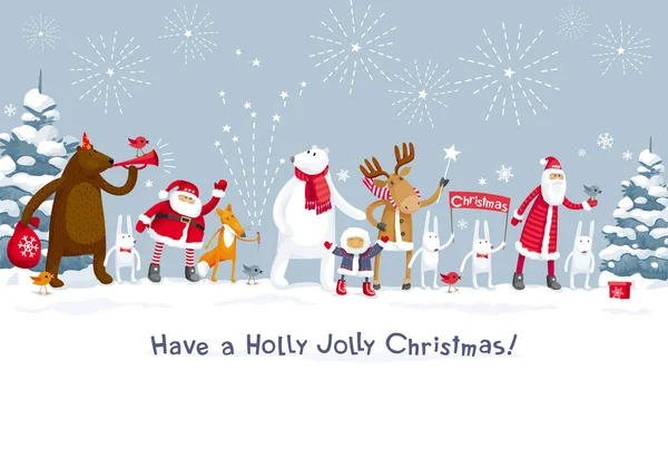Ormanın içinde neşeli Noel partisi