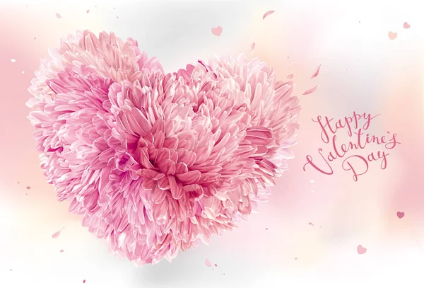 Rosa blomma hjärta för alla hjärtans dag — Stock vektor