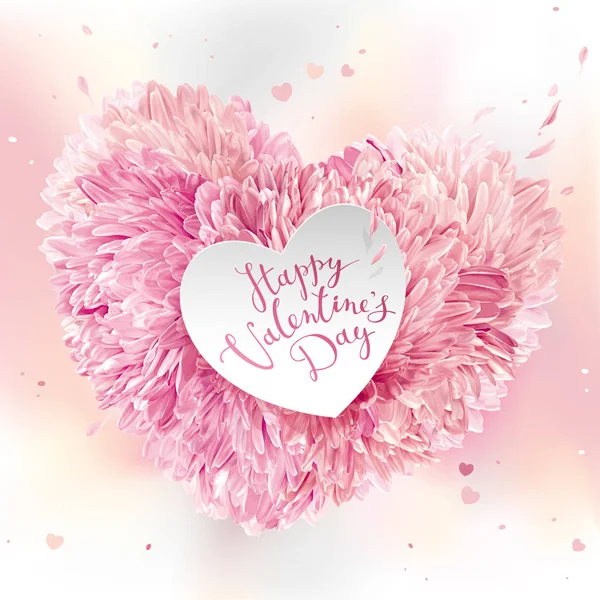 Rosa blomma hjärta för alla hjärtans dag — Stock vektor