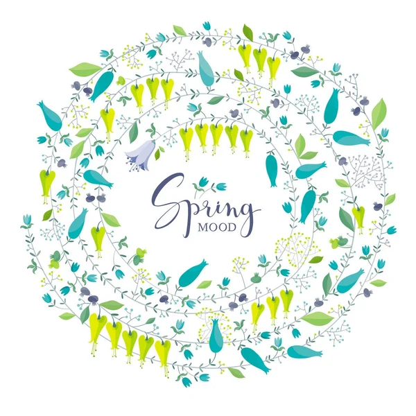Spring flowers and herbs vector composition — Stock Vector