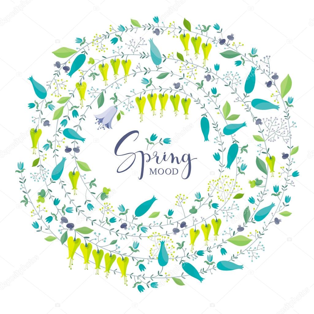 Spring flowers and herbs vector composition