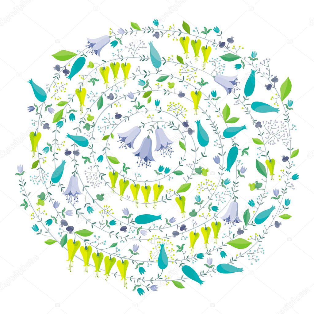 Spring flowers and herbs vector composition