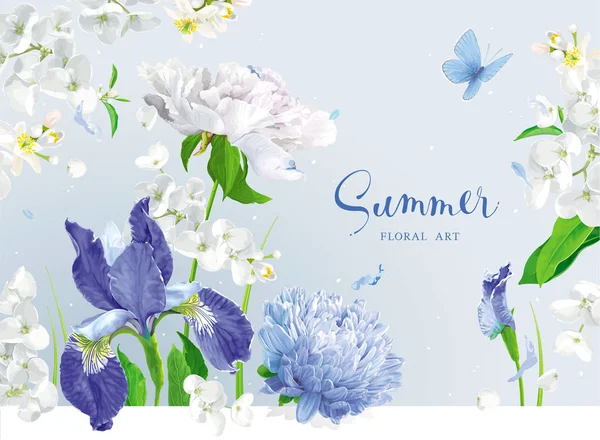 Blå sommer blomster buket – Stock-vektor