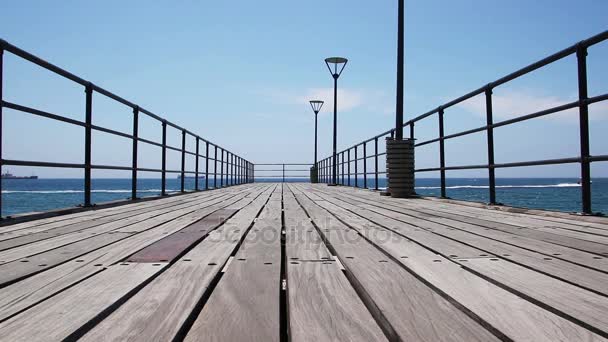 Pier planken met zee rond — Stockvideo